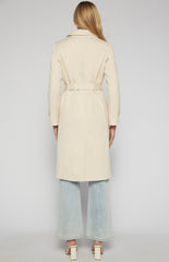 SOGNA COL DOUBLE BREASTED LONGLINE FAUX WOOL COAT - SJT390B