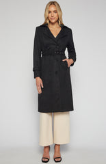 SOGNA COL Longline Suede Coat with Self Fabric Buttons and Buckle SJT392B