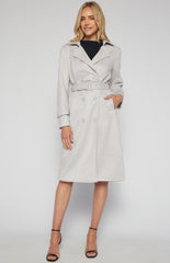 SOGNA COL Longline Suede Coat with Self Fabric Buttons and Buckle SJT392B