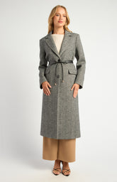 SOGNA COL Faux Wool Single Breasted Herringbone Coat SJT407A