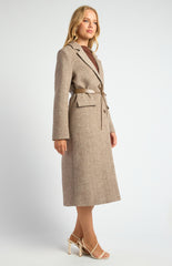 SOGNA COL Faux Wool Single Breasted Herringbone Coat SJT407A