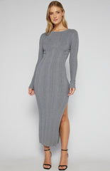 SOGNA COL  CONTOUR RIBBING DETAIL KNIT MAXI DRESS-SKN817