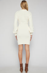 SOGNA COL Cable Knit Textured Contrast Bodice Knit DressSKN837