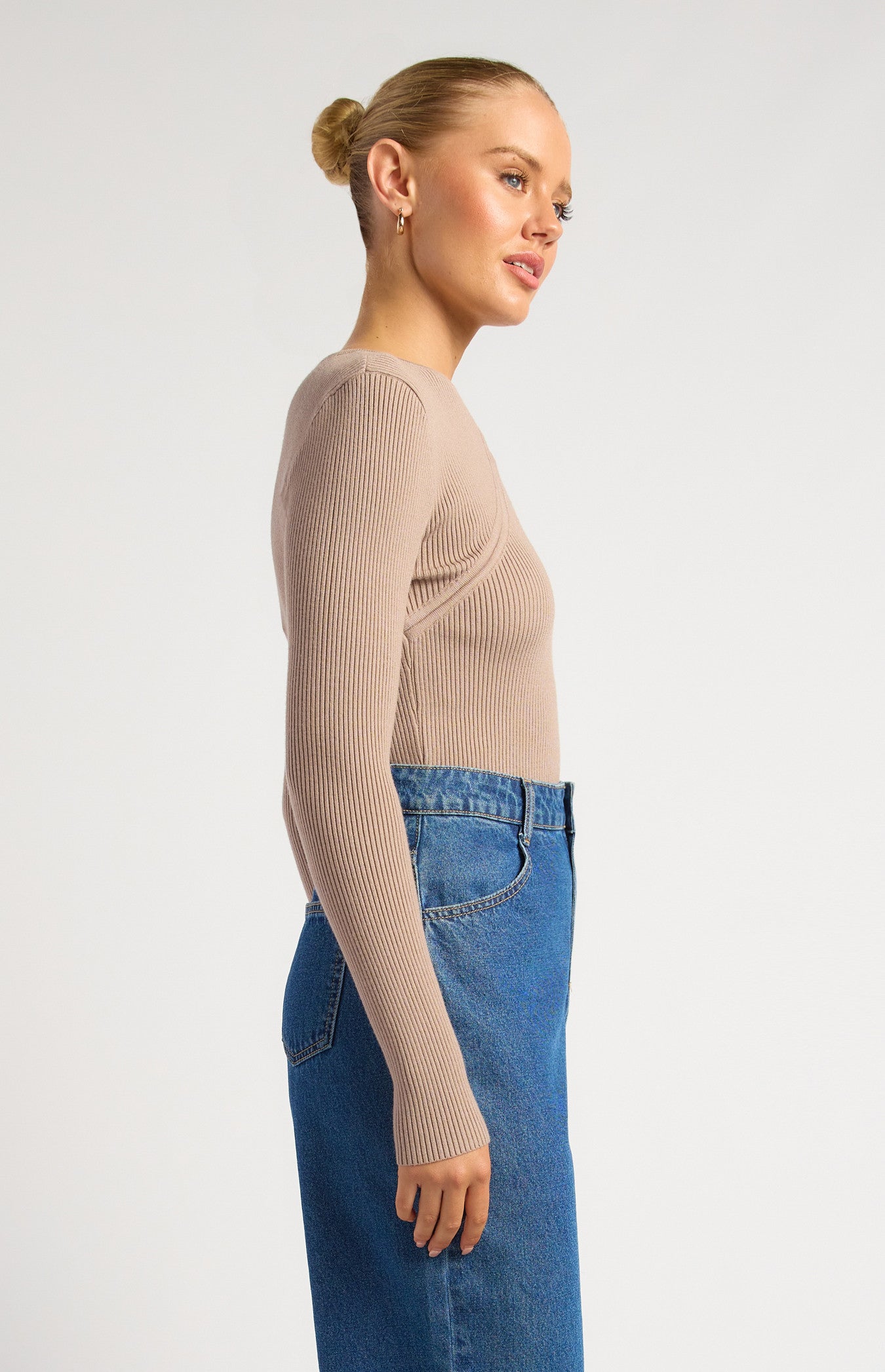 Silver Embellishment Cut Out Detail Knit Top (SKN934)