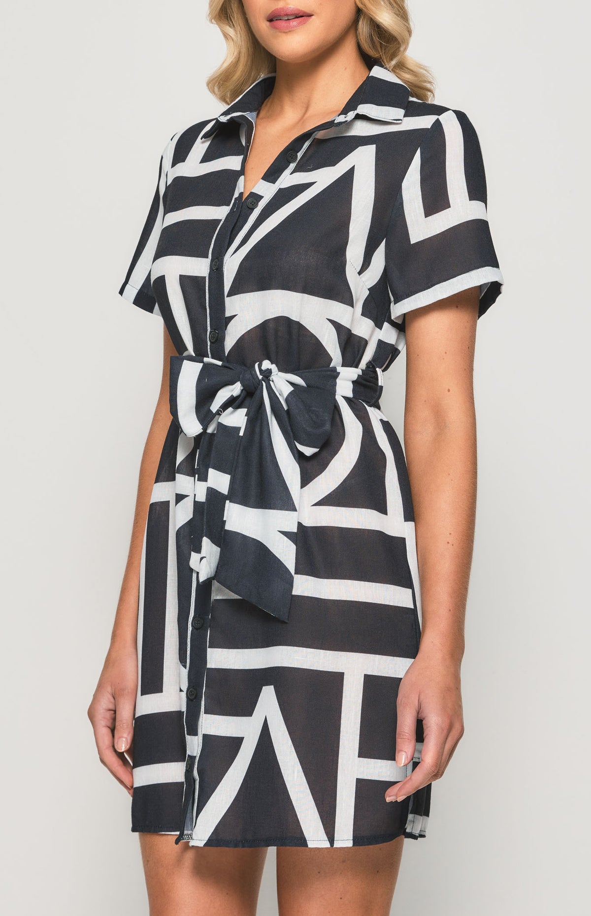 SOGNA Print Shirt Dress SDR1135-2B – black – product detail or alternate view