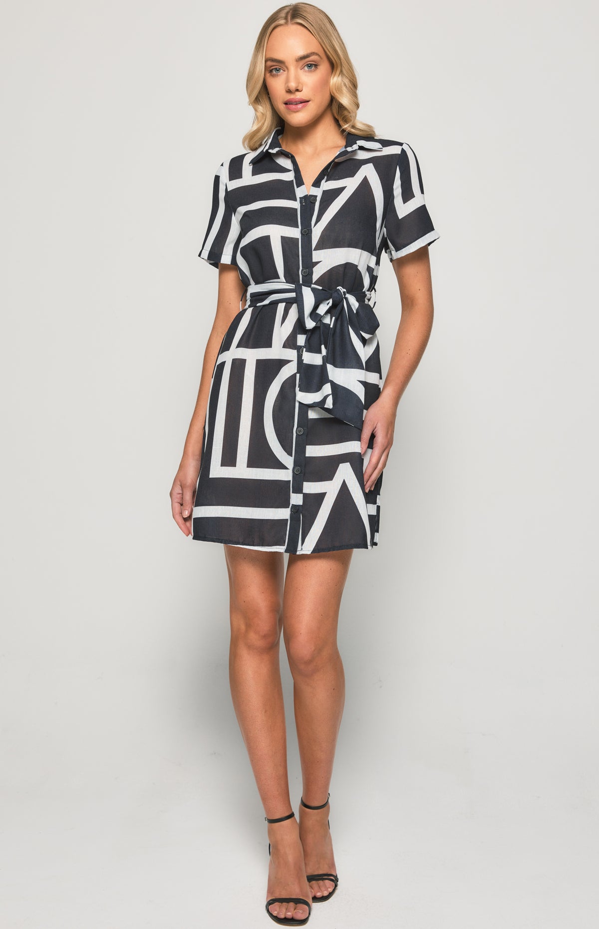 SOGNA Print Shirt Dress SDR1135-2B – black – product detail or alternate view
