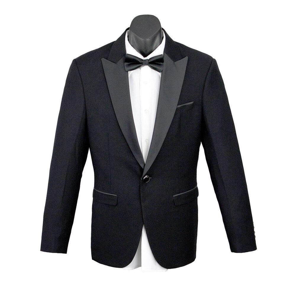 Satin-Trim Boys Black Suit Jacket 1303 in BLACK. Original jacket product photograph.