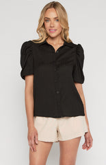 SOGNA COL Gigot Sleeves Textured Button Up Shirt  STO666A