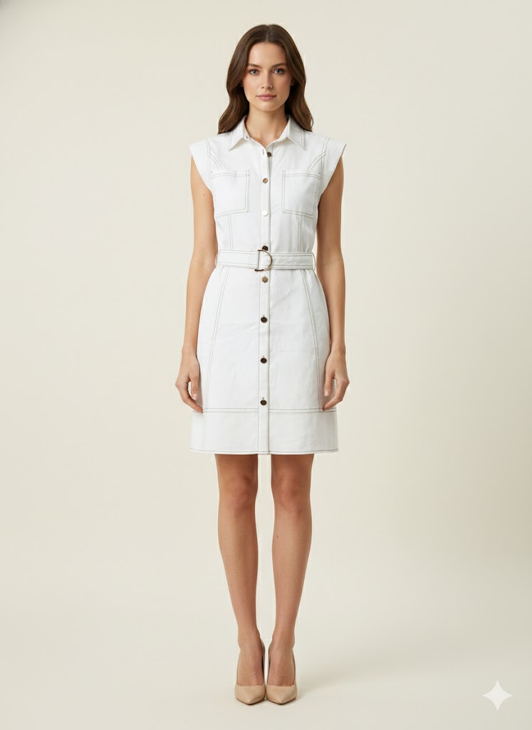 SOGNA COL Contrast Stitch Utility Dress SDR1907A