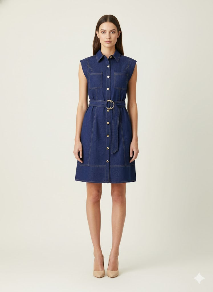 SOGNA COL Contrast Stitch Utility Dress SDR1907A