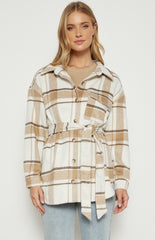 SOGNA COL Checkered Button up Jacket with Belt WJT210-2A