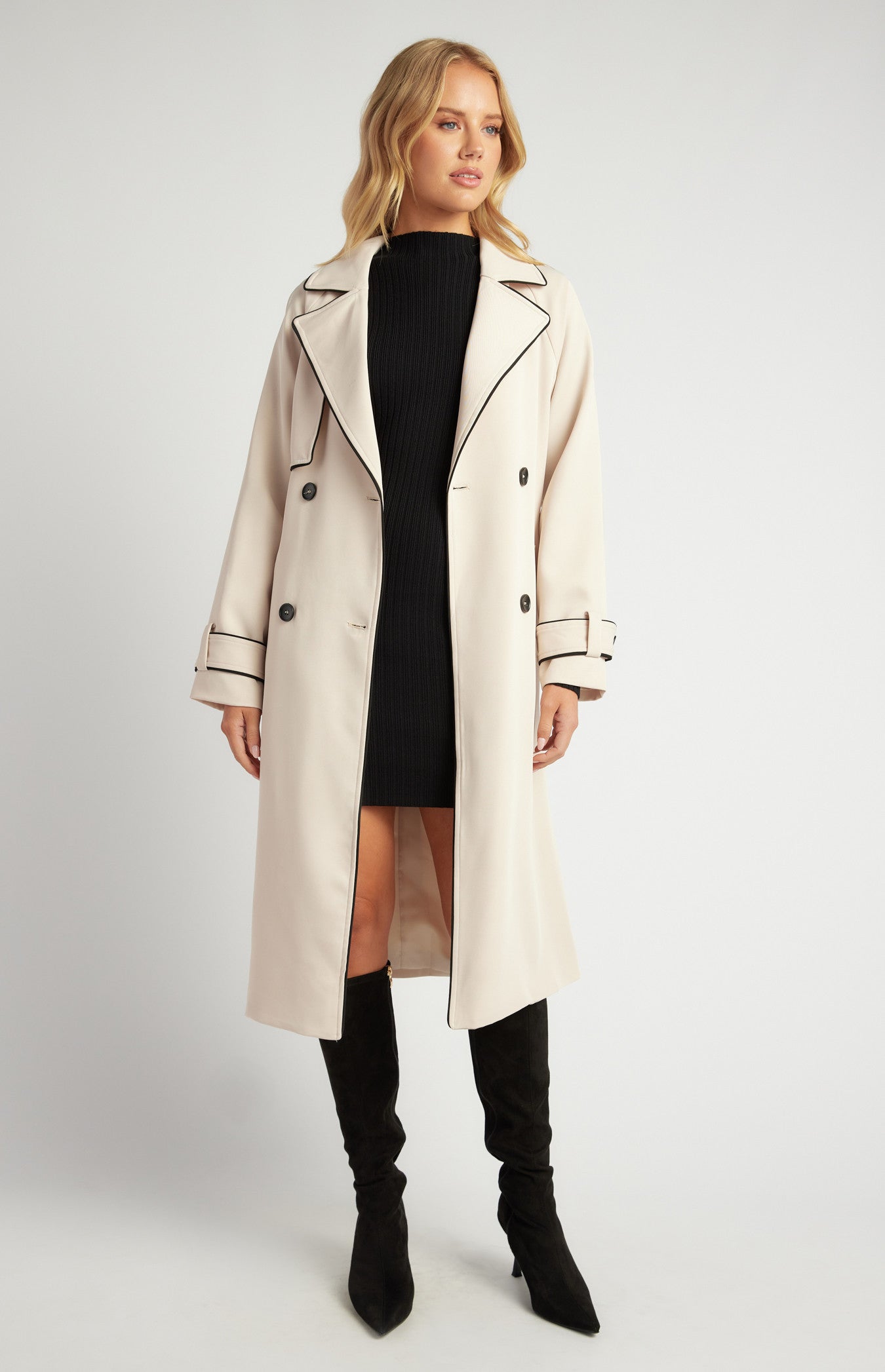 SOGNA COL Contrast Longline Trench Coat WJT217B