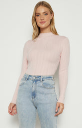 Mock Neckline Textured Knit Top WKN646