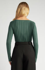 SOGNA Wide Rib Detail Boat Neck Knit Top WKN648