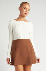 SOGNA Wide Rib Detail Boat Neck Knit Top WKN648