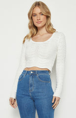 SOGNA COL callop Textured Knit Top WKN659