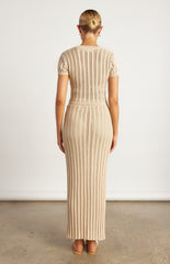 SOGNA COL Crochet Textured Knit Top And Maxi Skirt Set WKN718