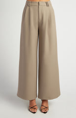 SOGNA COL Double Pleat and Belt Loop Detail Wide Leg Pants WPA298B