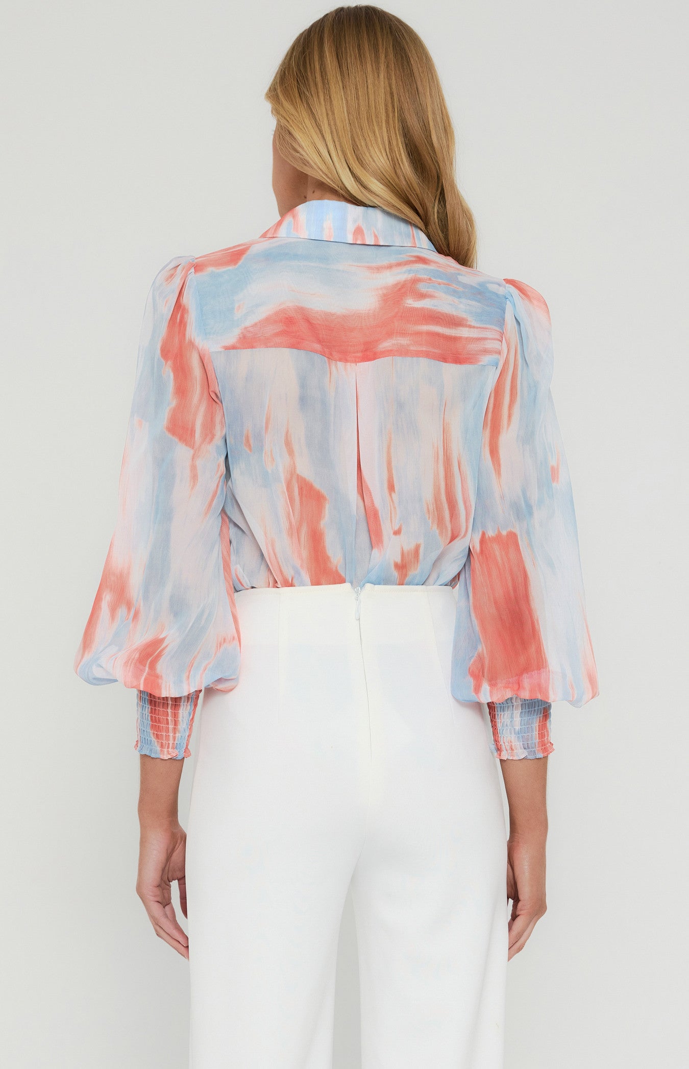 SOGNA COL Watercolour Printed Chiffon Shirt WTO473B