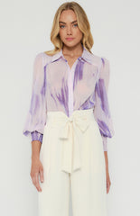 SOGNA COL Watercolour Printed Chiffon Shirt WTO473B