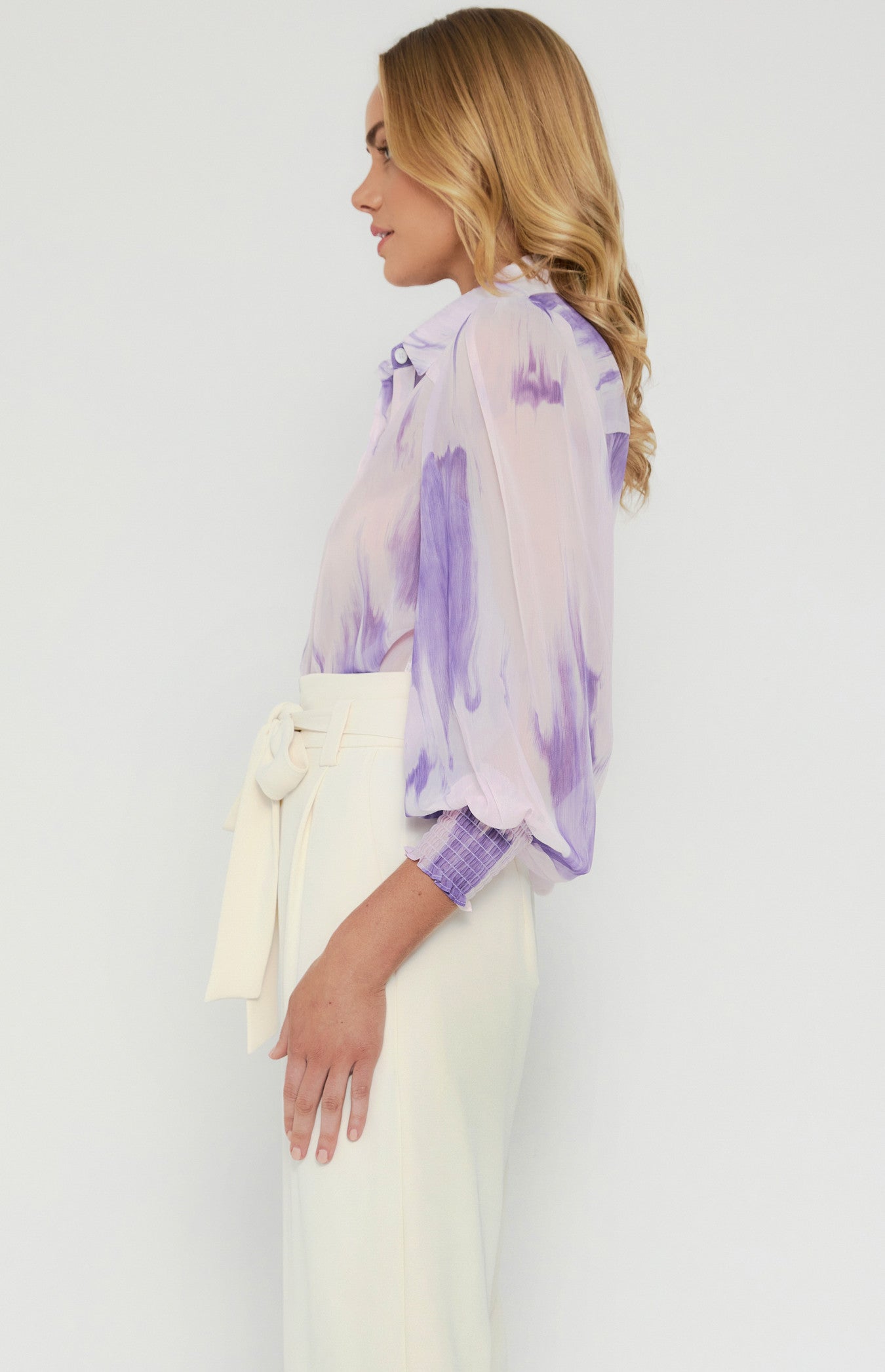 SOGNA COL Watercolour Printed Chiffon Shirt WTO473B