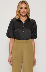 SOGNA COL Gold Button Detail Satin Shirt WTO503B