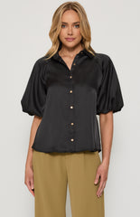 SOGNA COL Gold Button Detail Satin Shirt WTO503B