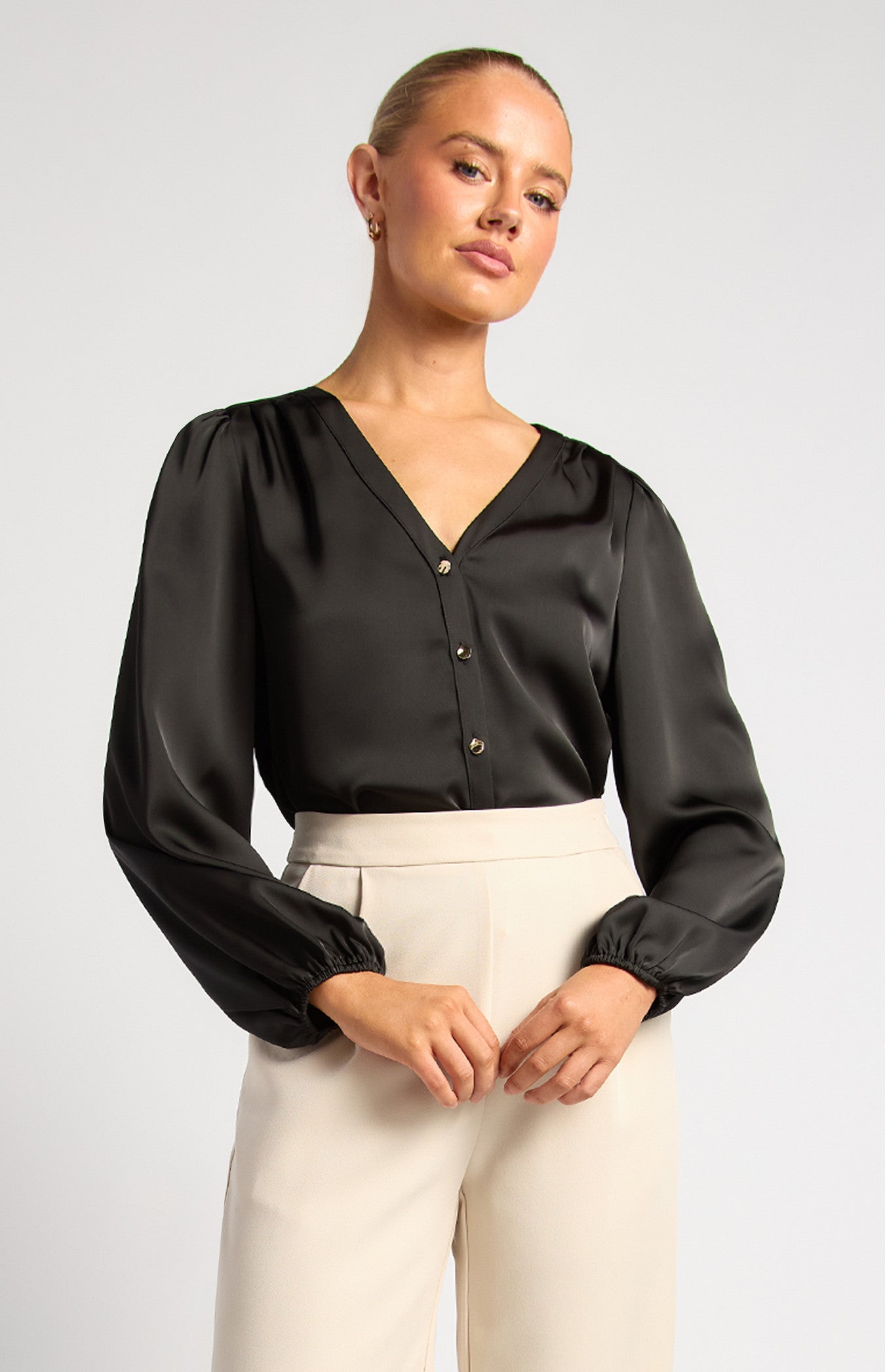 Pleat Shoulder Blouse WTO811B