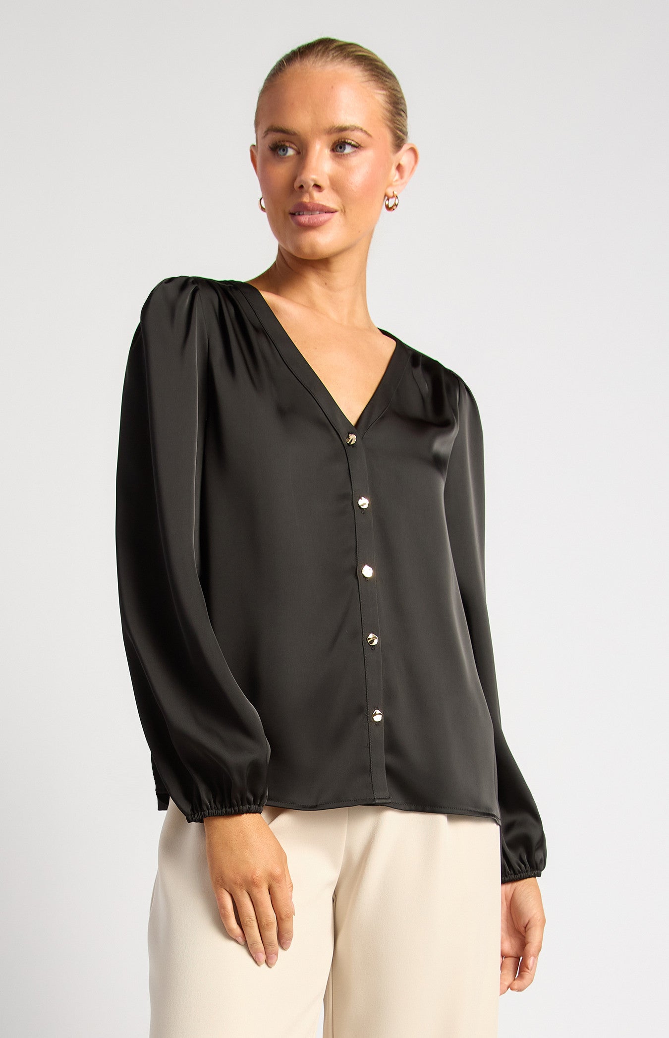 Pleat Shoulder Blouse WTO811B
