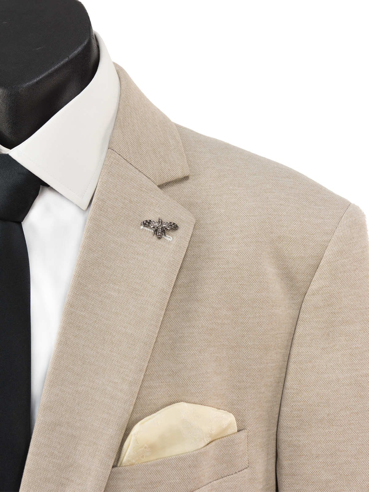 Men's Sports Jacket in beige - lapel and pocket detail