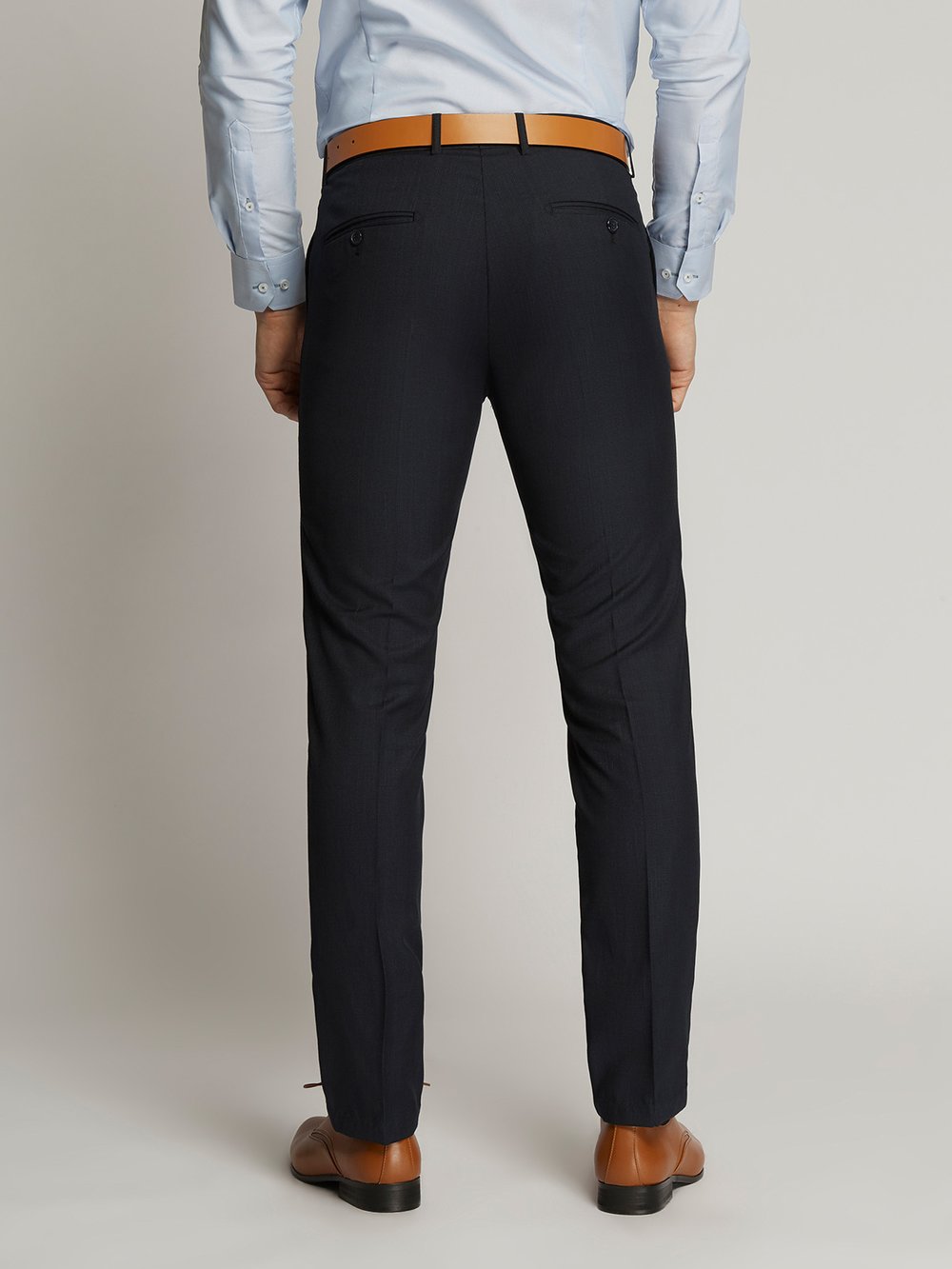 Poly Wool Slim Fit Texture Trousers