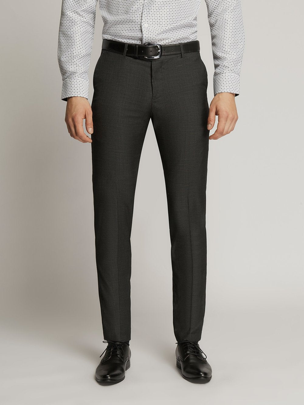 Poly Wool Slim Fit Texture Trousers