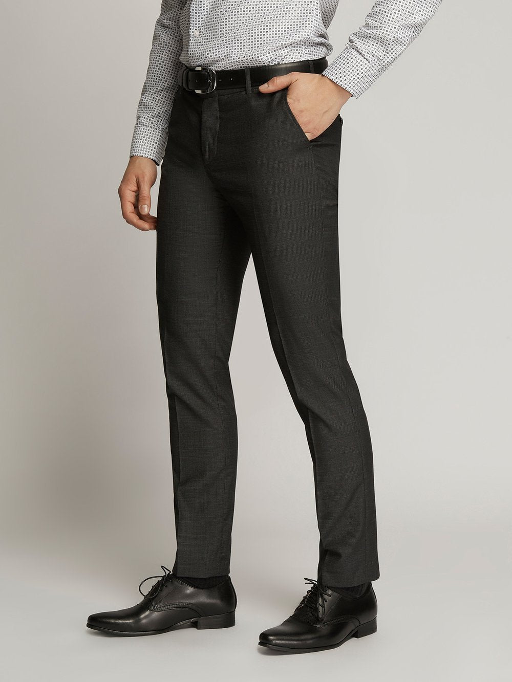 Poly Wool Slim Fit Texture Trousers