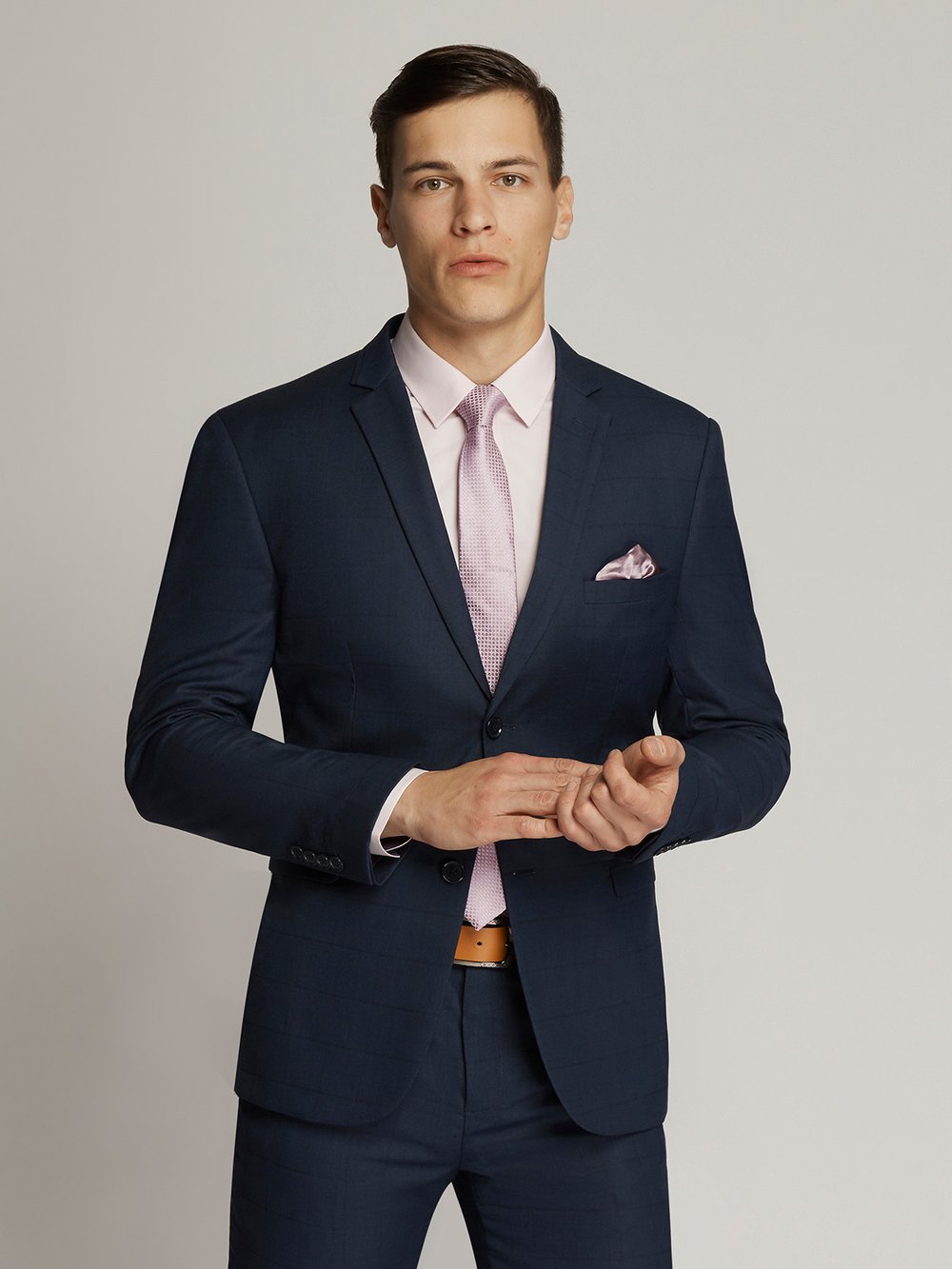 Poly Wool Slim Fit Texture Trousers