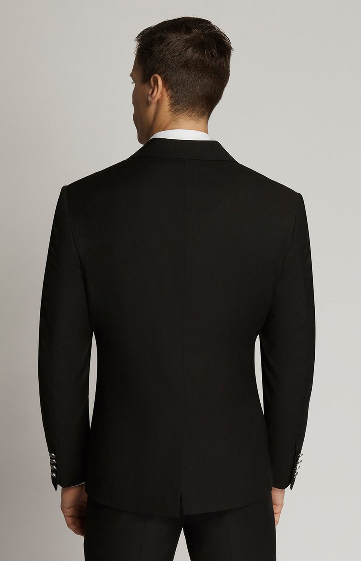 Black Satin-Lapel Dinner Jacket 1303, back view on model