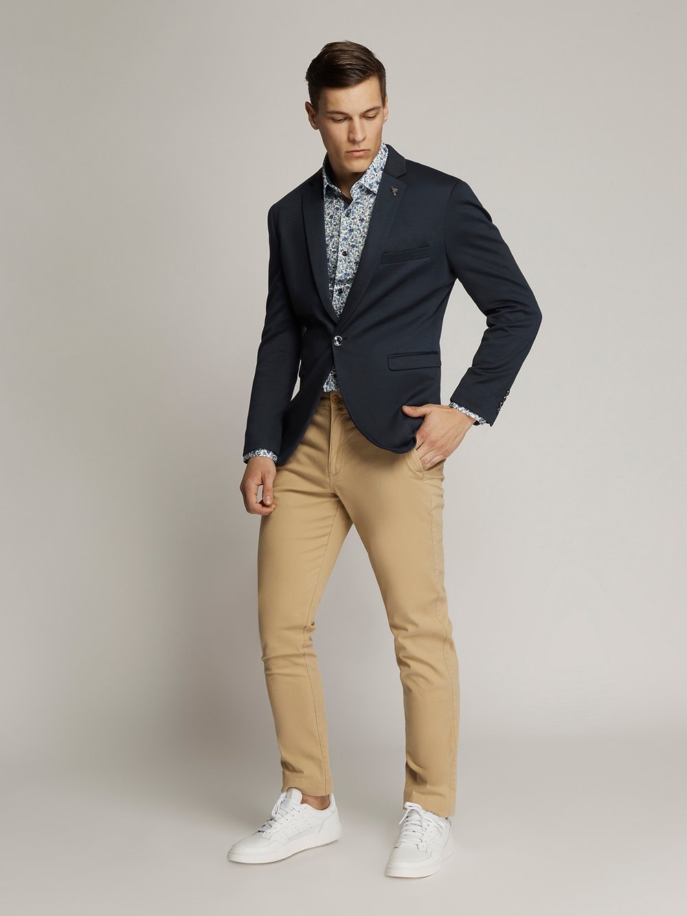 Men's Sports Jacket in navy - full outfit front view