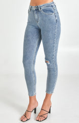 SOGNA COL High Waisted Skinny Jeans with Knee Rip