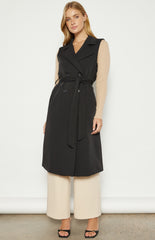 SOGNA COL Contrast Stitching Longline Sleeveless Trench Coat WJT228B