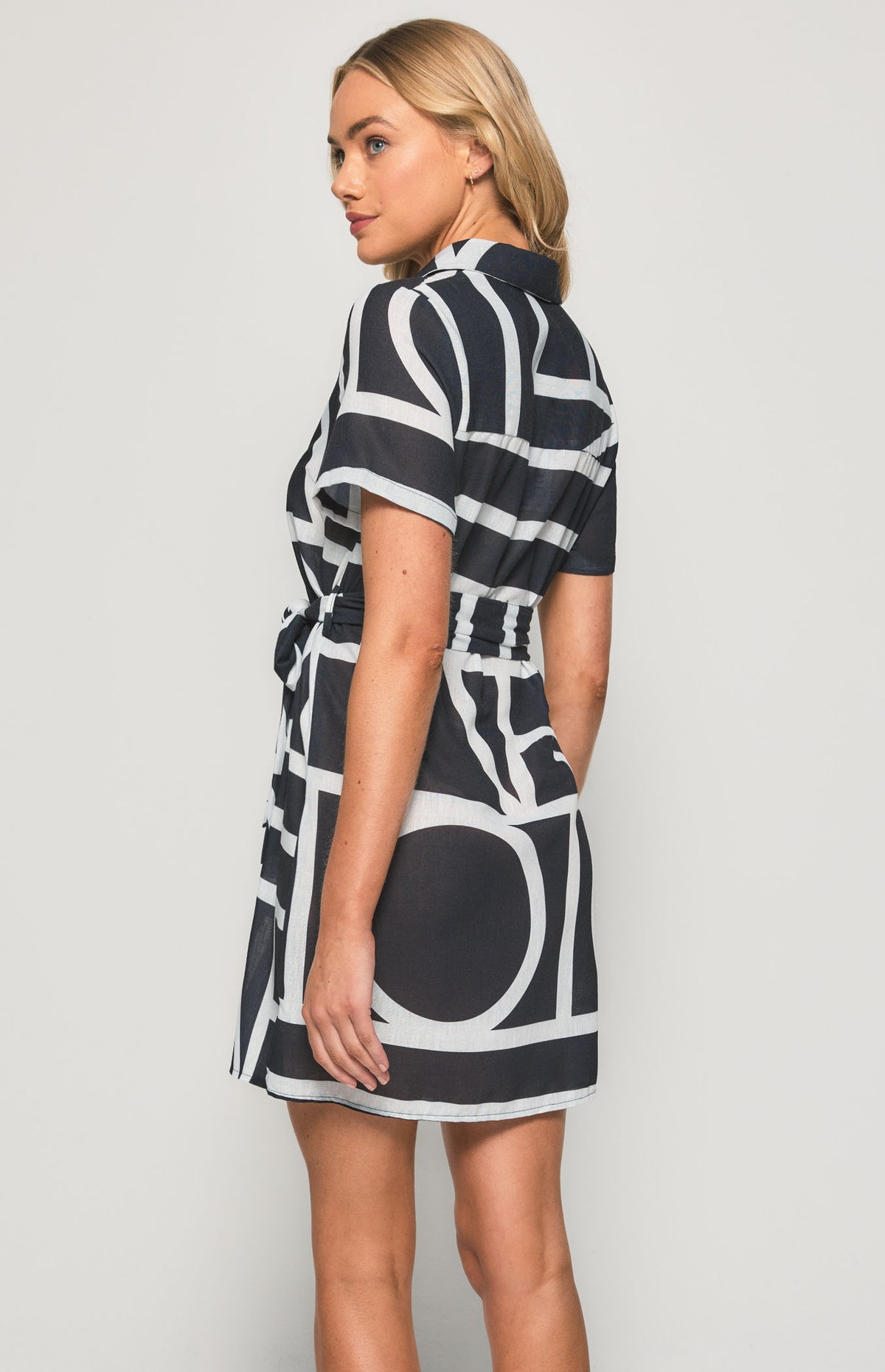 SOGNA Print Shirt Dress SDR1135-2B – black – product view