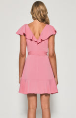 SOGNA COL Ruffle Neckline Dress SDR1322A