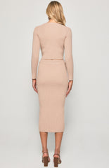 SONGA COL SSTATE Fitted Knit Set with Crop Top & Midi SkirtSKN358