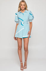 SOGNA COL Abstract Striped Collared Playsuit WJP234A