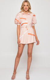 SOGNA COL Abstract Striped Collared Playsuit WJP234A