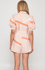 SOGNA COL Abstract Striped Collared Playsuit WJP234A