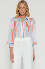 SOGNA COL Watercolour Printed Chiffon Shirt WTO473B