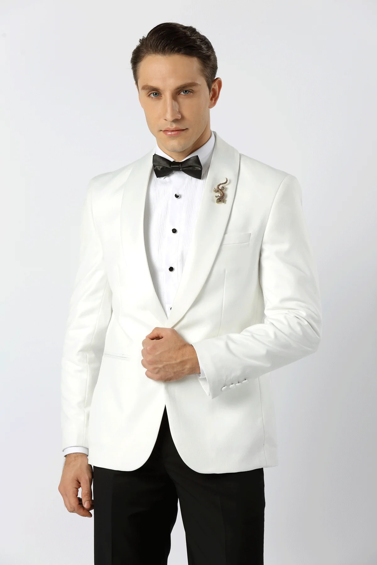 SONGA COL Quotation  Custom Ivory Double Breasted Suit Jacket with Ivory Lapel 2093