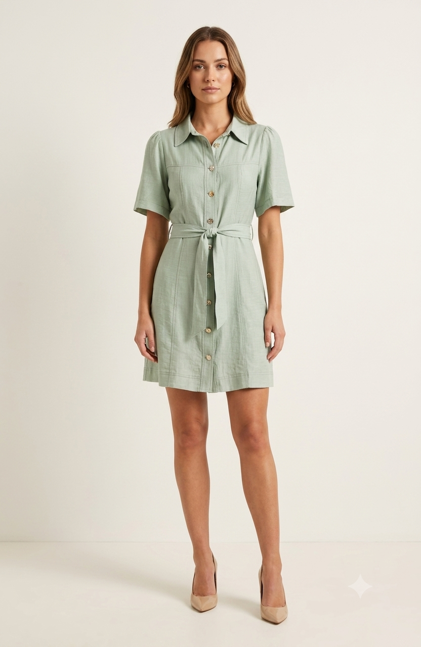 SOGNA Pleated-Waist Mini Shirtdres
 -30260155-1