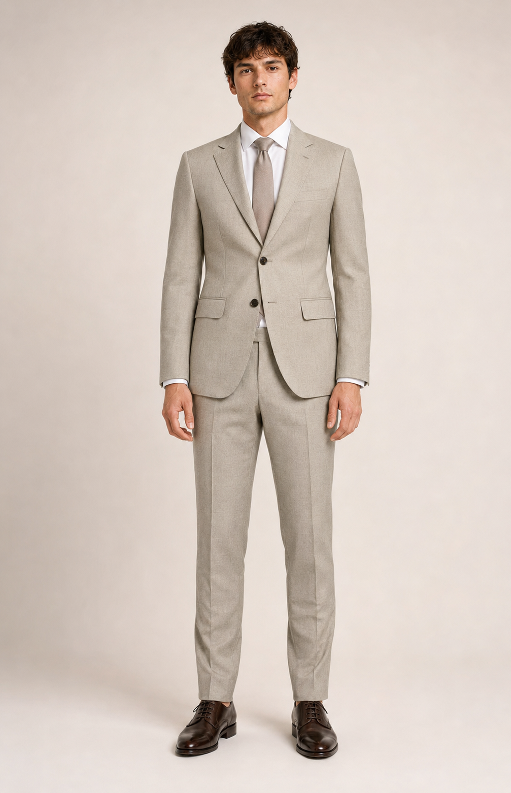 SOGNA men's light grey stretch suit LGY 24025 front view
