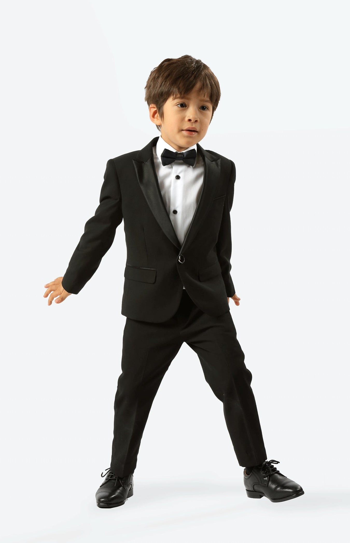 Satin-Trim Boys Black Suit Pants 1303