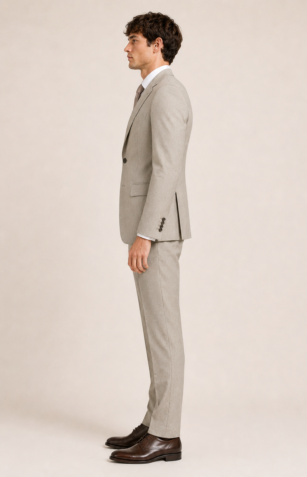 SOGNA men's light grey stretch suit LGY 24025 side view